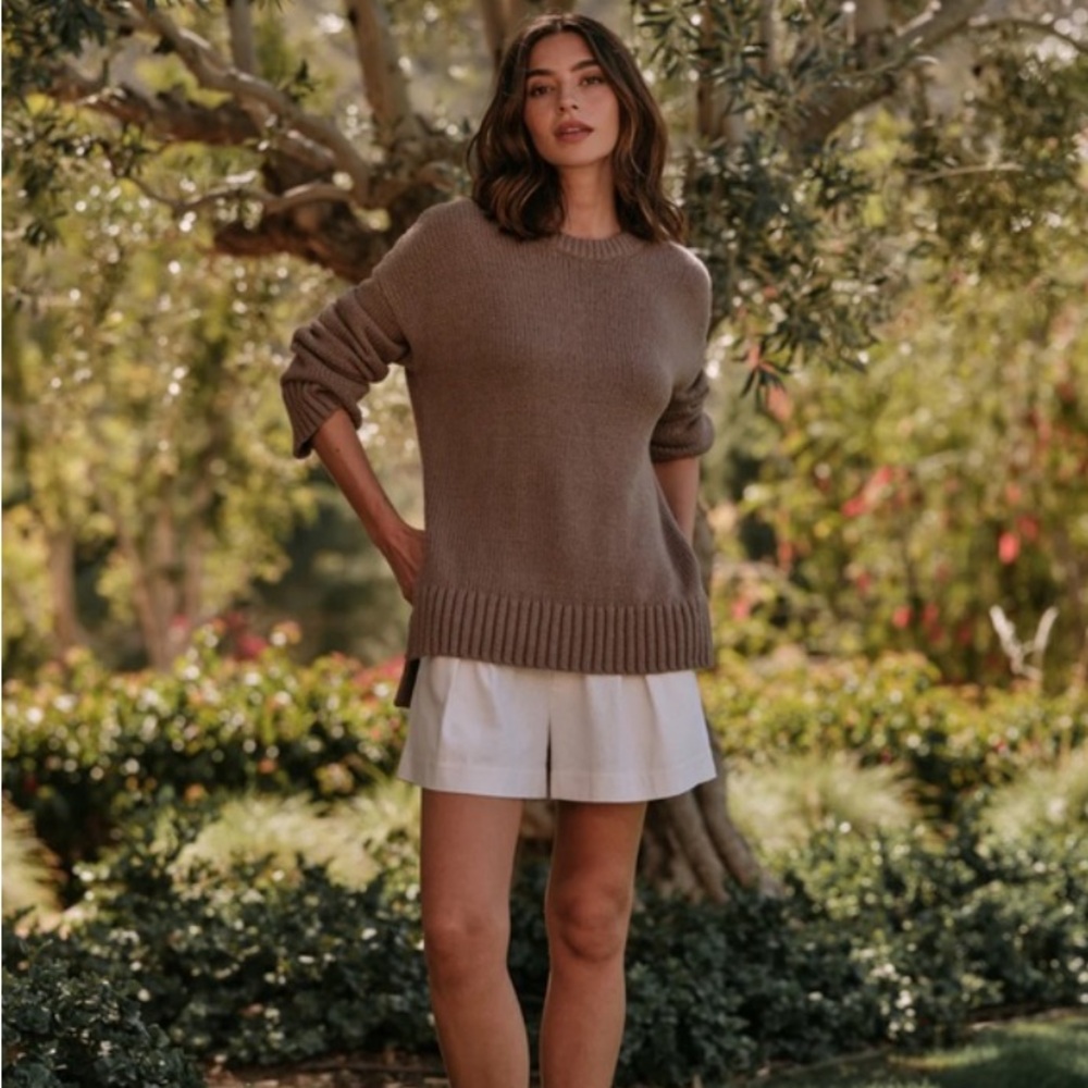 Jenni Kayne Taupe Boyfriend Crewneck Small